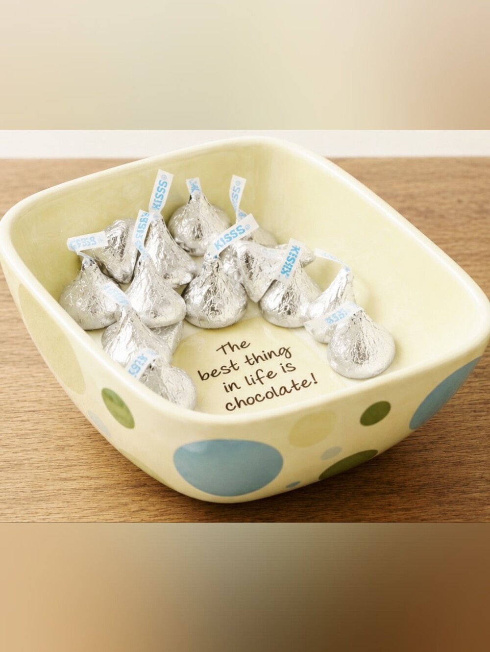Chocolat Plain Jane Polka Dot Serving Bowl, The Best Thing in Life is Chocolate!
